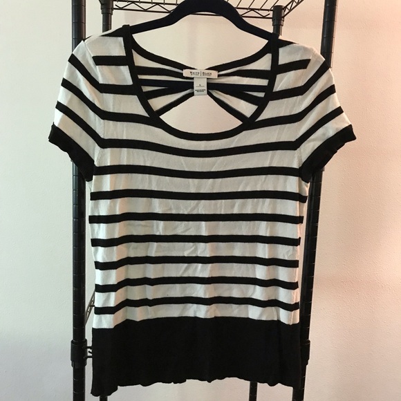 White House Black Market white/black stripe blouse - Picture 1 of 8